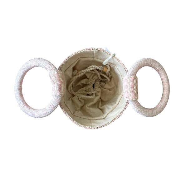 SIGRID OLSEN Woven Pink & Cream Bucket Handbag Purse Tote Beach Fashion NEW - Picture 2 of 16